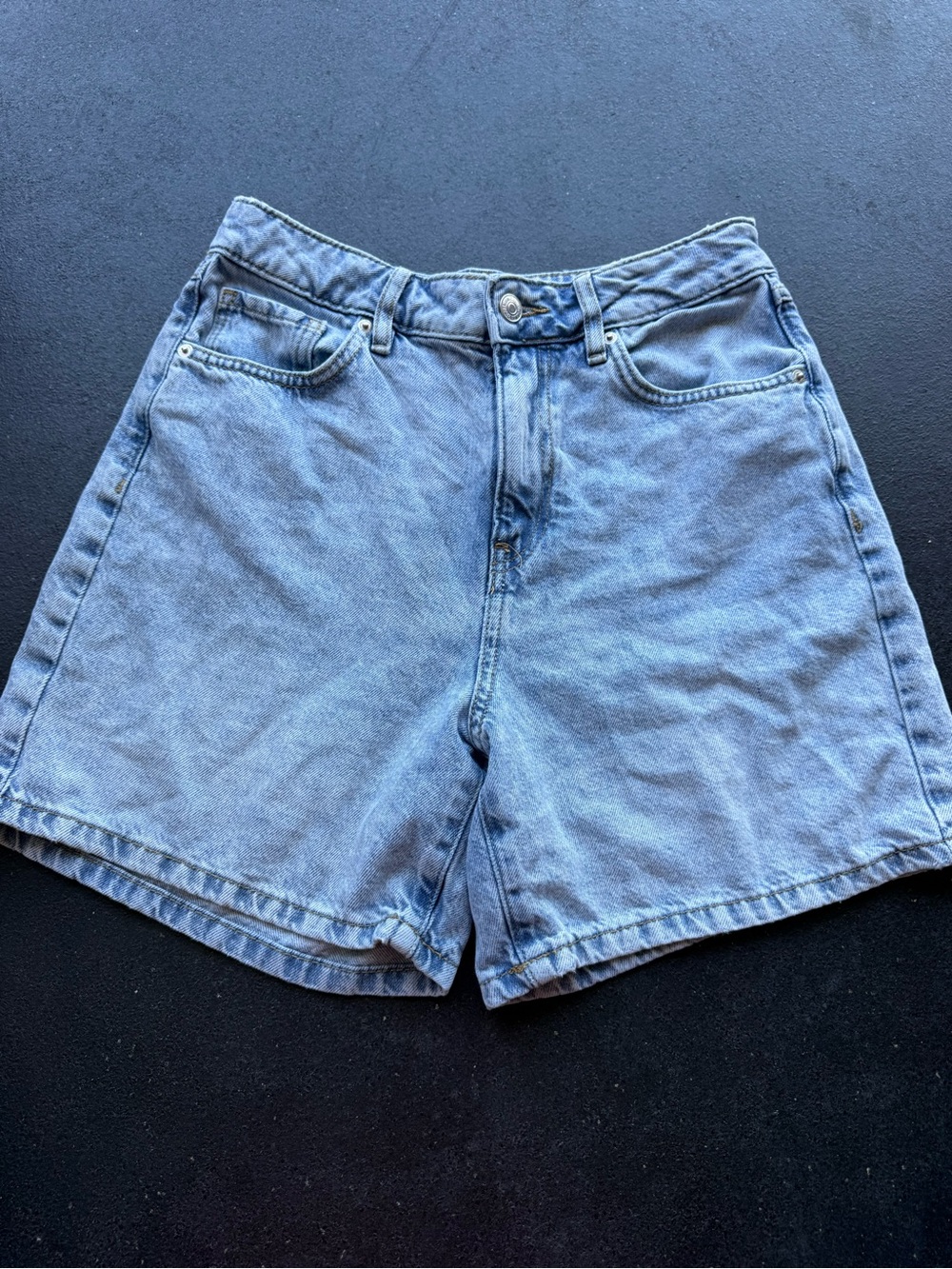 Forever 21 Washed Light Blue High-Rise Denim Shorts